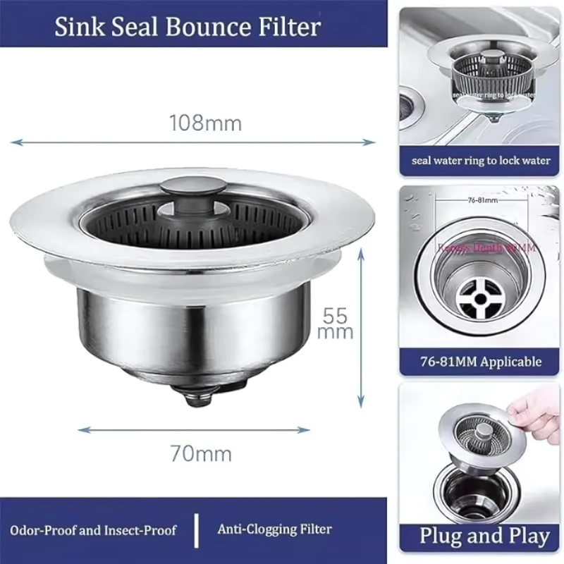 Premium Stainless Steel Kitchen Sink Drain Strainer